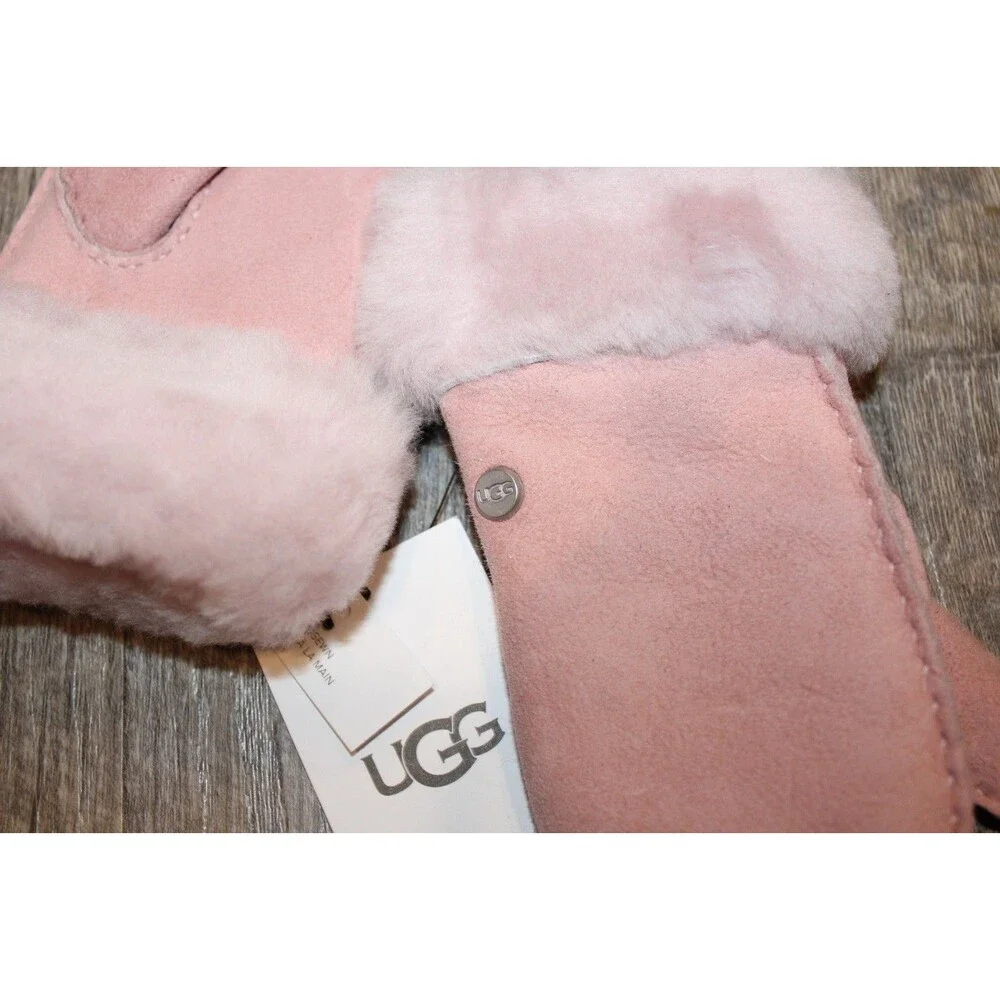 UGG GIRL'S SUEDE FUR LINED MITTENS NEW PINK SZ 2/4 TODDLER $95